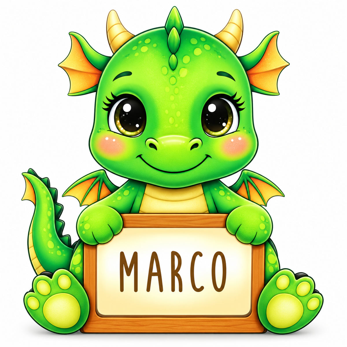 Lampara Infantil Madera Personalizable con tú nombre Aniwoods Dragoncico