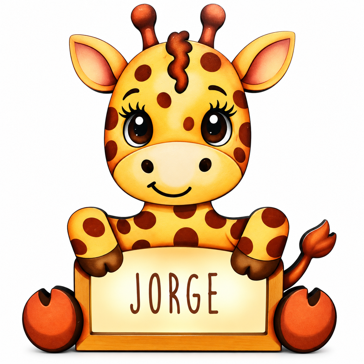 Lampara Infantil Madera Personalizable con tú nombre. Aniwoods Jirafica