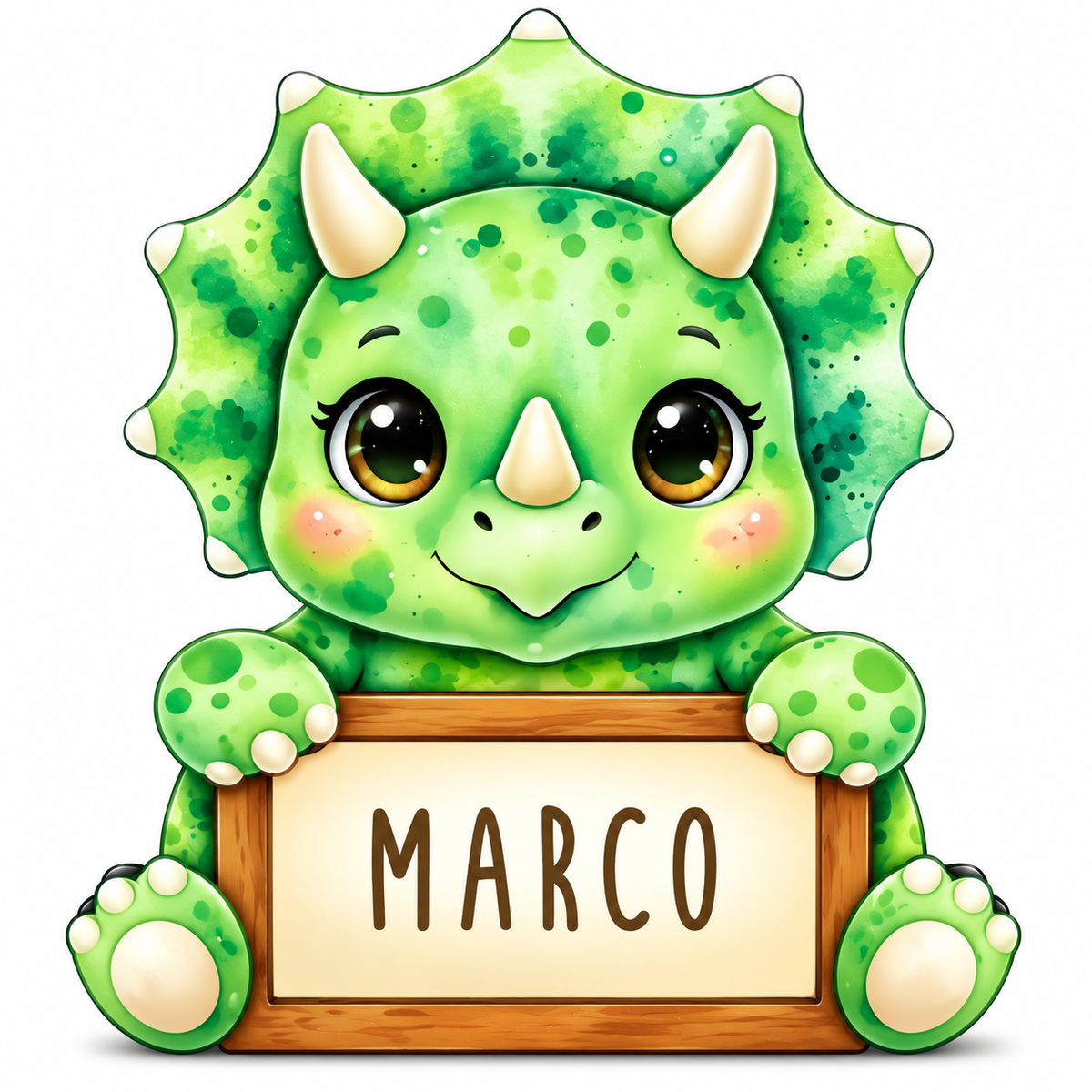 Lampara Infantil Madera Personalizable con tú nombre. Aniwoods TRICERATICO