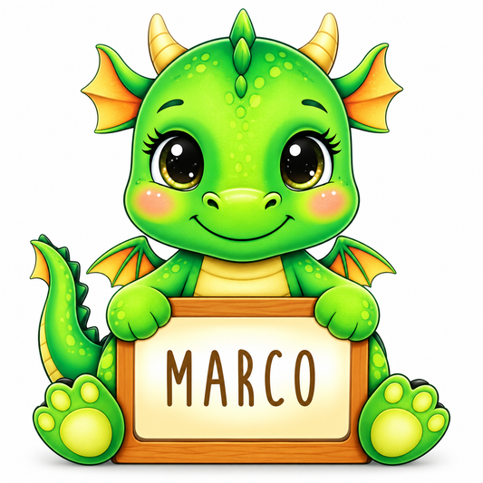 Lampara Infantil Madera Personalizable con tú nombre Aniwoods Dragoncico