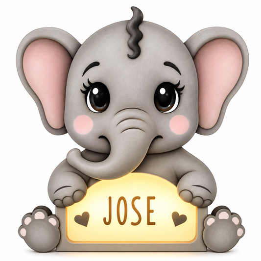 Lampara Infantil Madera Personalizable con tú nombre. Aniwoods Elefantico