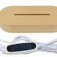 Base de madera con 7 luces RGB, regulable en intensidad, alimentación USB y función de memoria de luz