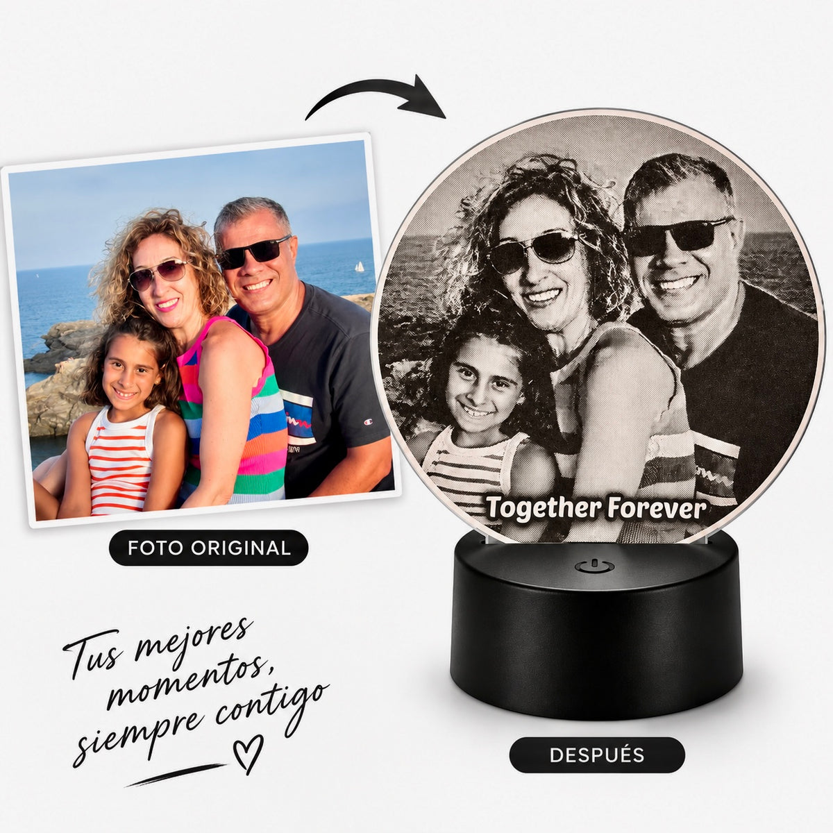 Lámpara LED 3D Personalizada con tu Foto