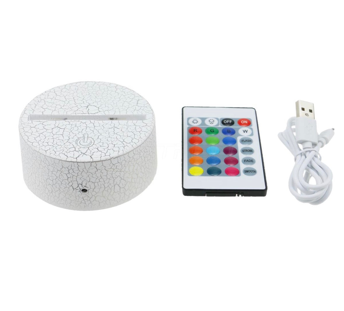 Base blanca craken con mando a distancia RGB y cable USB-C incluidos