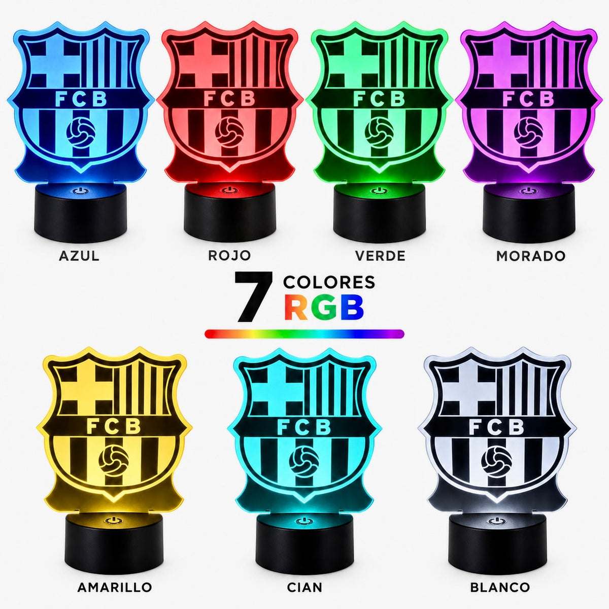 Lámpara LED 3D personalizada FC Barcelona - detalle