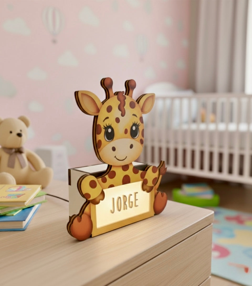 Lampara Infantil Madera Aniwoods Jirafica