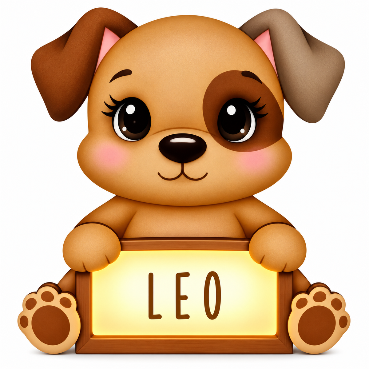 Lampara Infantil Madera Personalizable con tú nombre. Aniwoods Perrico