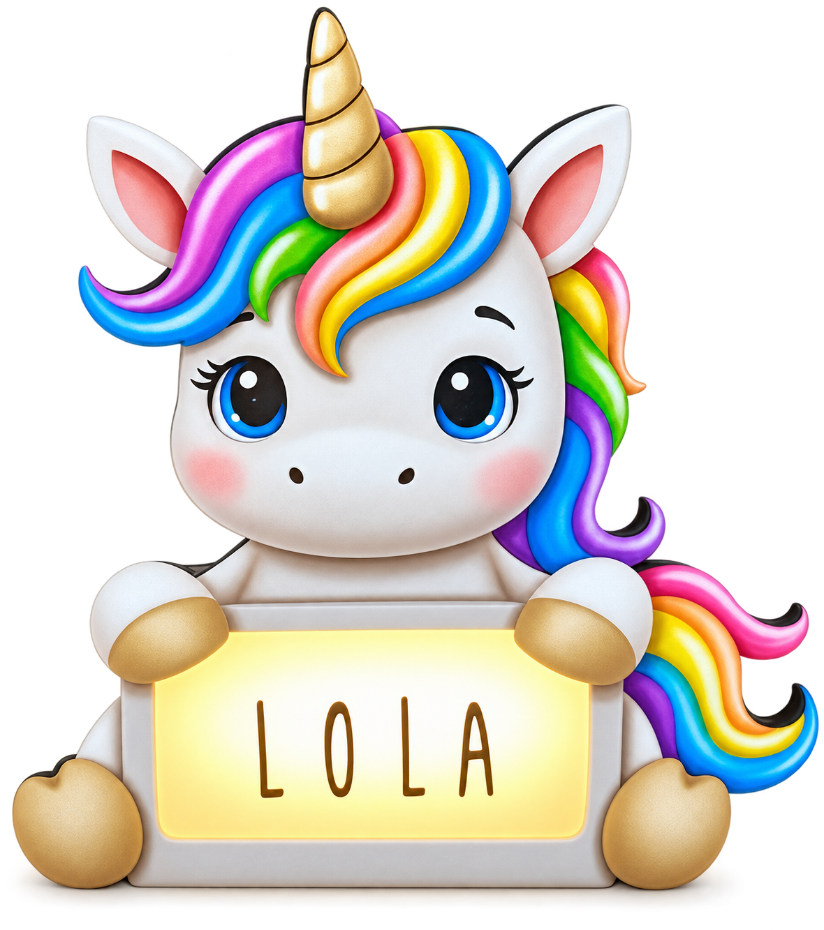 Lampara Infantil Madera Personalizable con tú nombre. Aniwoods Unicornico