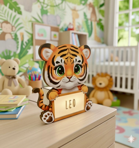 Lampara Infantil Madera Aniwoods Tigrecico