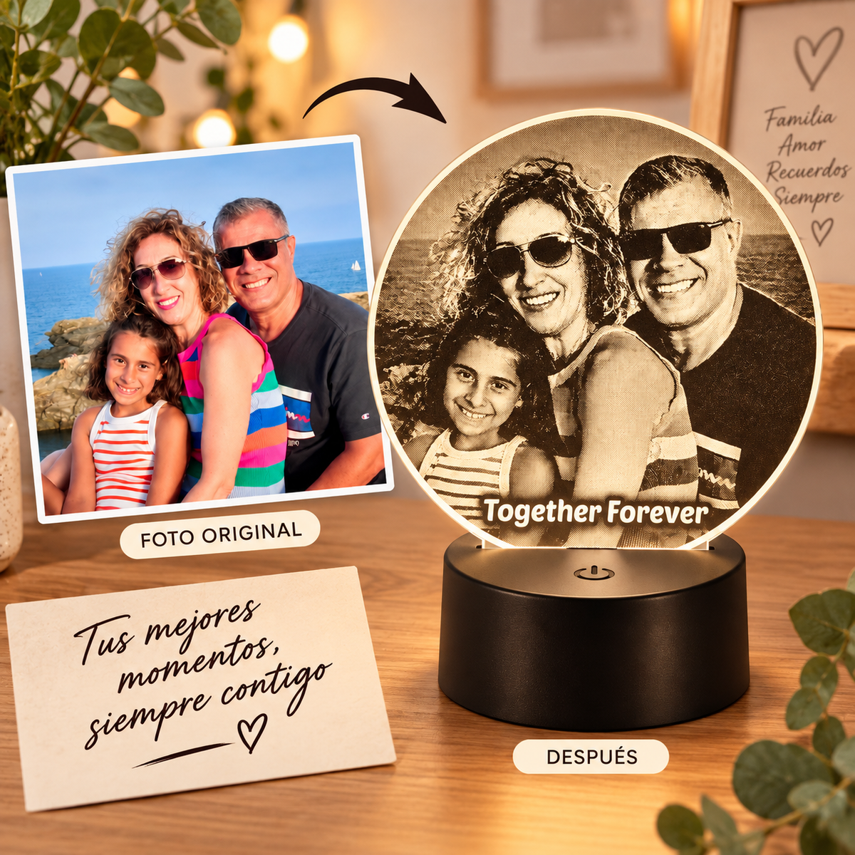 Lámpara LED 3D Personalizada con tu Foto