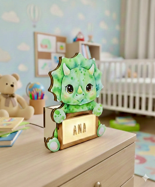 Lampara Infantil Madera Aniwoods TRICERATICO